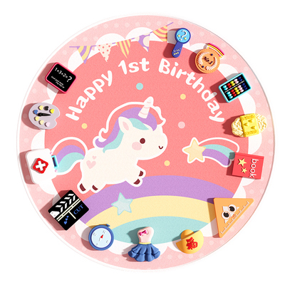 宝宝抓周道具周岁礼套装女童婴儿一岁生日布置独角兽抓阄全套用品