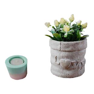 DIY自制花盆 多肉植物桌面盆栽硅胶模具 love爱混泥土水泥盆磨具