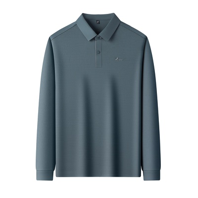 恒源祥羊毛长袖t恤男士中年爸爸春秋季翻领宽松polo衫上衣打底衫