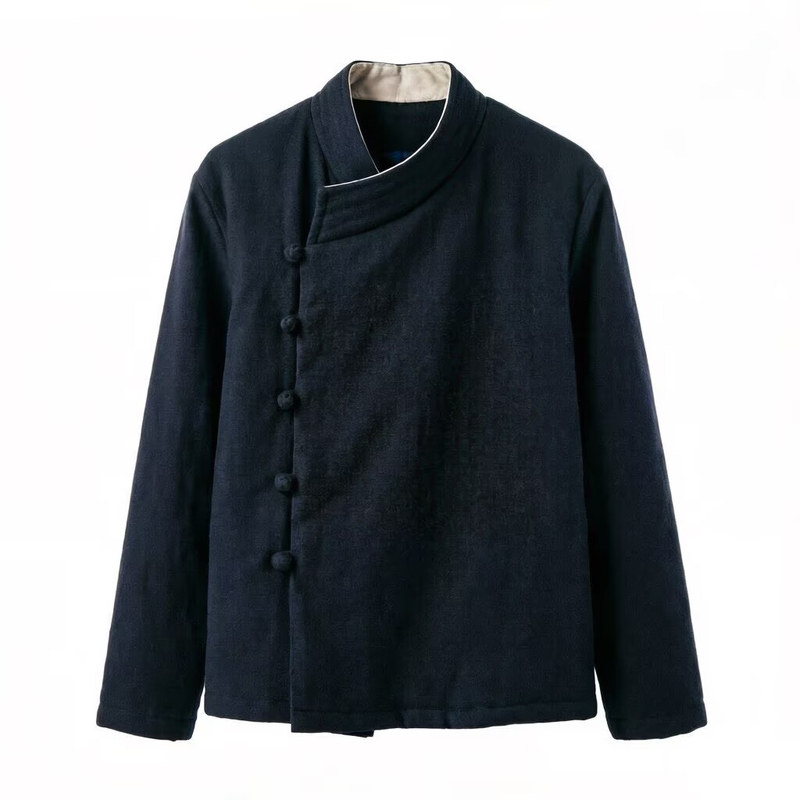 中国风冬季宽松加厚棉麻盘扣棉服