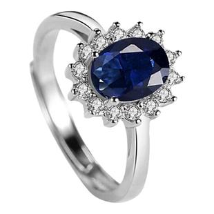 轻奢小众设计高级感蓝色宝石时尚925纯银活口钻戒食指戒指环女潮