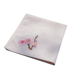 梅兰竹菊刺绣纯棉手帕男士女士随身擦汗方巾吸汗手绢老外生日礼物