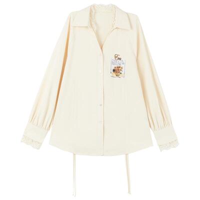 KEIKO法式蕾丝拼接春夏长袖衬衫