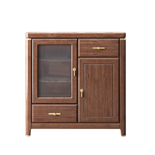 新中式实木茶水柜胡桃木餐边柜厨房多功能储物柜茶柜置物柜子边柜