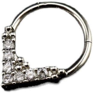 Shinma微镶3A锆石天使之翼三角钛钢鼻中隔鼻环鼻圈欧美穿刺饰品