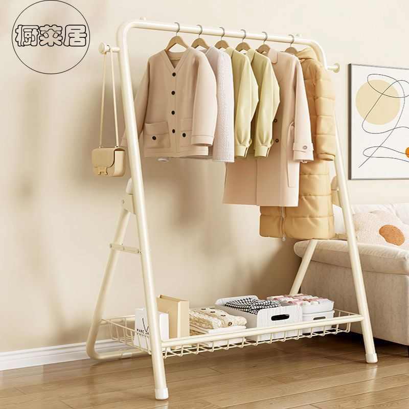 落地挂衣架家用卧室内简易衣帽架房间晾衣服架子可折叠衣物收纳架