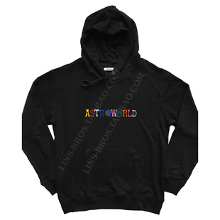 Travis Scott高品质同款卫衣彩色绣花 Astroworld潮流连帽衫 林氏