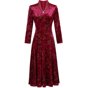 名兰世家婚礼妈妈礼服日常可穿喜婆婆高端丝绒连衣裙原创设计品牌