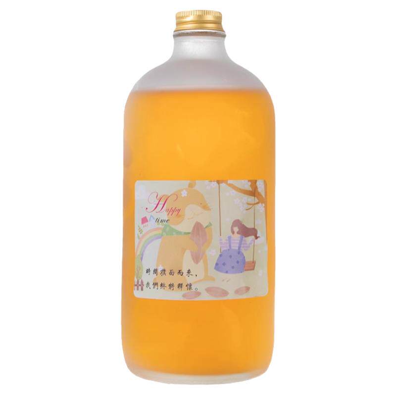 新款外卖带盖果酒饮料瓶咖啡奶茶瓶一斤装玻璃密封瓶网红款分装瓶