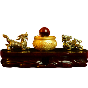 生财聚财小摆件家中玄关客厅明财位铜貔貅聚宝盆招财进宝家用旺宅