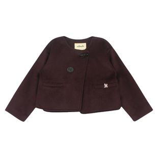 大耳象女童口袋小兔呢子短款外套羊毛冬季新款女宝