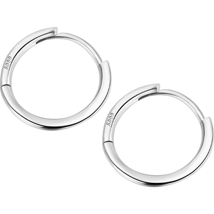 925纯银针实心素圈耳环女耳骨钉养耳洞睡觉免摘耳圈高级耳钉耳饰