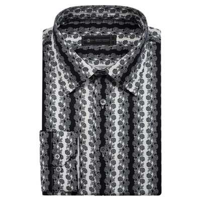 【100%桑蚕丝】25早秋时尚印花衬衫高定贡缎男士商务痞雅风衬衫