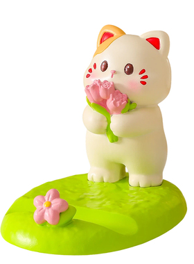 可爱郁金香猫咪手机支架桌面摆件