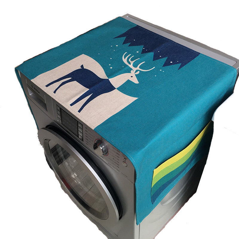 卡通洗衣机盖布单开门冰箱罩收纳搭帘罩防尘罩床头柜布多功能盖巾