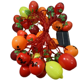 太阳能柿子灯新年春节红灯笼串户外防水庭院挂树装饰节日氛围彩灯