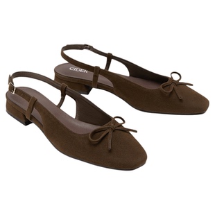 CIDER 秋冬新品女装蝴蝶结绒面后空跟平底鞋 114711075