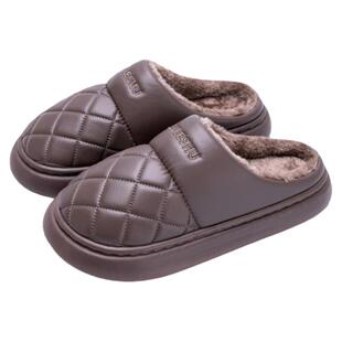 皮棉拖鞋男冬季外穿2026新款室内家居毛绒防滑厚底防水棉拖女士冬