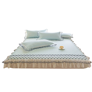 夏季乳胶凉席床笠款三件套2025新款花边床裙款冰丝席空调席可机洗