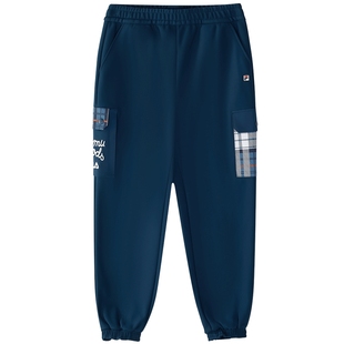 FILA KIDSx原田治联名系列童装斐乐儿童长裤2024冬新款男大童卫裤