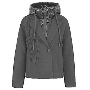 sdeer圣迪奥女装羽绒连帽拼接假两件肌理毛呢外套S21482215