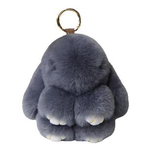 獭兔毛小兔子车钥匙皮草挂件公仔玩偶装死萌可爱毛绒包包挂饰