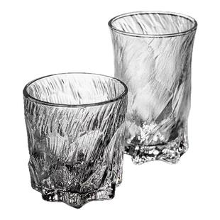 日本进口复古浮雕冰川玻璃杯待客喝水套装高级感轻奢红啤酒茶杯