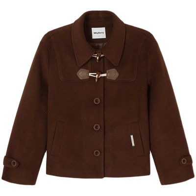 WhyBerry毛呢面料牛角扣外套
