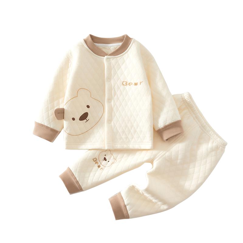 婴儿衣服秋季夹棉分体套装秋冬婴幼儿保暖宝宝秋装男宝小月龄纯棉