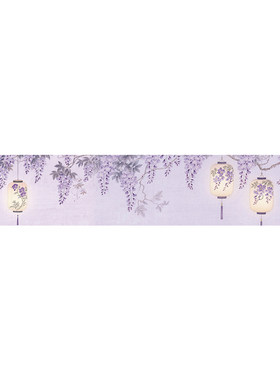 景阳阁蜡染绢纸长卷紫藤花灯
