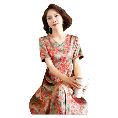 迪芬璐嘉气质优雅真丝连衣裙女