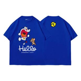 TEE7-日系动漫哆啦A梦T恤机器猫搞笑创意宽松纯棉ins情侣装短袖