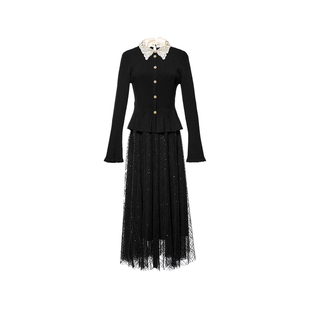 Koradior珂莱蒂尔商场同款2026春季新款气质两件套连衣裙小黑裙女