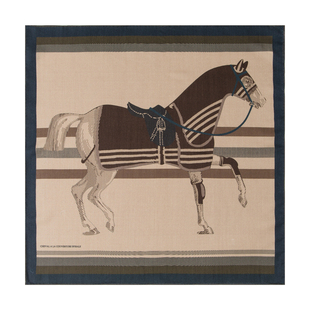 【马年专享】经典马术图案男士丝毛中方巾日常通勤装饰围脖送礼