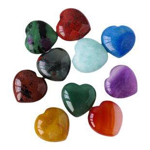 天然水晶原石打磨矿石爱心吊坠毛衣链心形宝石青金石玛瑙装饰摆件