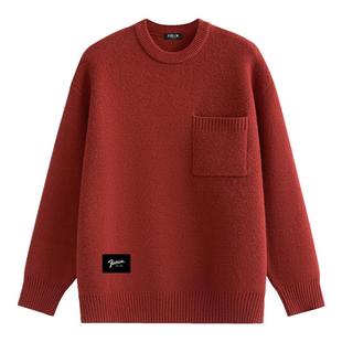 it :5cm/FIVECM马年红色毛衣春季2026新款口袋男圆领纯色长袖毛衣