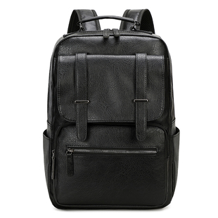 男士商务双肩包皮质防水休闲街头潮流大学生书包出差旅行通勤男包