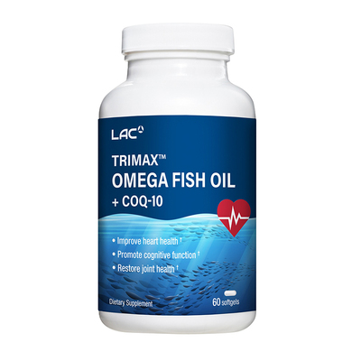 香港直邮LAC利维喜3倍鱼油Omega-3+100mg辅酶Q10胶囊 60粒/瓶