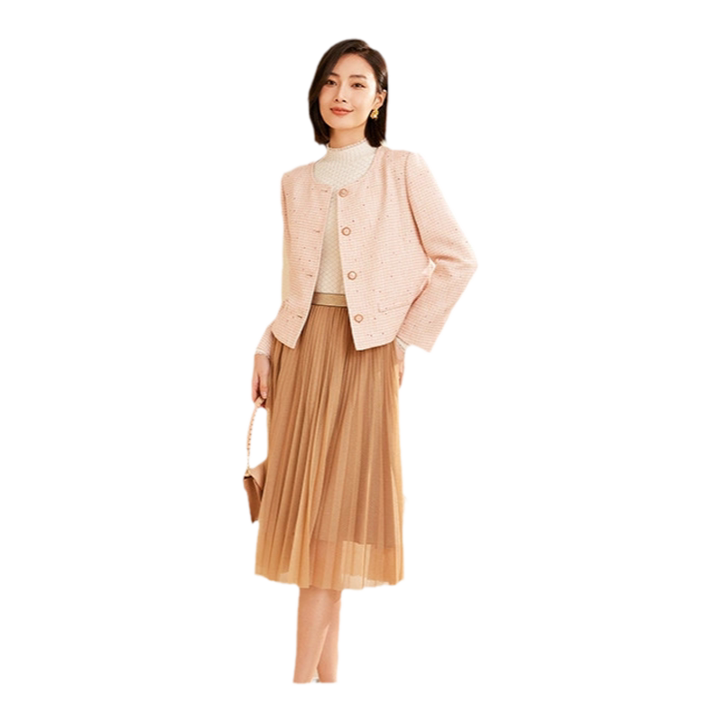 乔万尼2026年春新品女士短外套粗花呢小香风精致优雅设计ET3B611