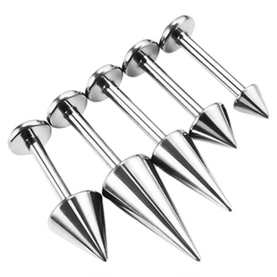 钛研社｜钛合金尖锥平底唇钉小恶魔耳骨钉潮流男女直钉内螺旋辣妹