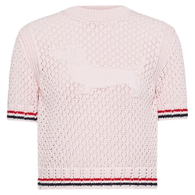 [12期免息][早春新品]THOM BROWNE女士棉质网眼针织HECTOR嵌花T恤