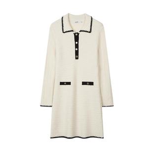 【韵律织纹】LILY冬新款女装小香风气质翻领修身连衣裙直筒裙