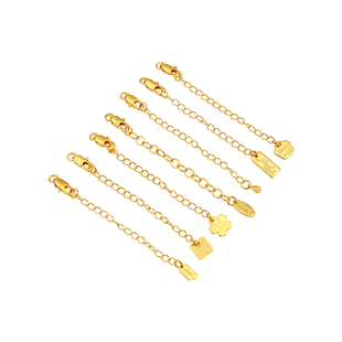 镀18k金珍珠项链延长链手链金色加长链扣头手串龙虾扣尾链DIY配件