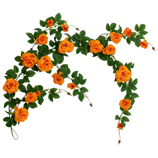 仿真绿植藤蔓玫瑰花藤藤条树叶墙面仿生植物造景空调管道缠绕装饰