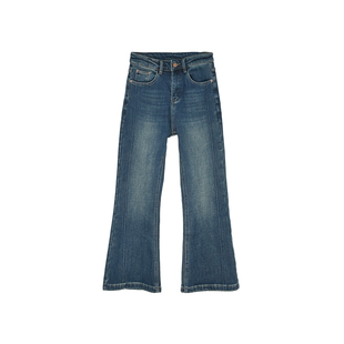 焊在腿上！双侧鱼骨边加绒微喇叭裤女新小个子高腰弹力九分牛仔裤