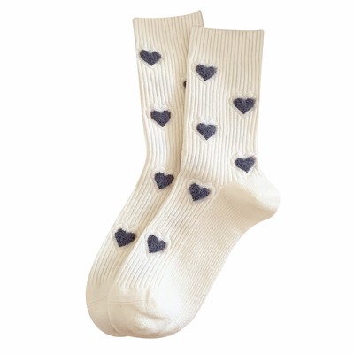 爱心植绒袜子女冬季保暖厚款羊绒