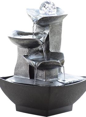 欧式喷泉小摆件招财工艺风水轮