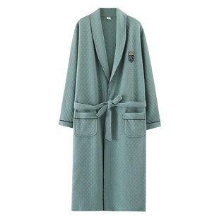 浪莎男士睡袍秋冬款加厚空气棉夹层浴袍纯棉薄款日式家居服睡衣