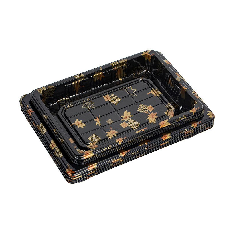 寿司盒一次性长方形金叶日式刺身摆摊专用打包盒子塑料包装盒商用