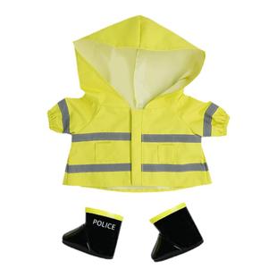 警网优选警察熊雨衣雨鞋套装毛绒公仔娃娃玩偶替换衣服拉布布娃衣